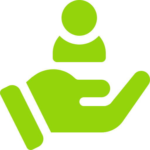 green handholding a person silhouette icon