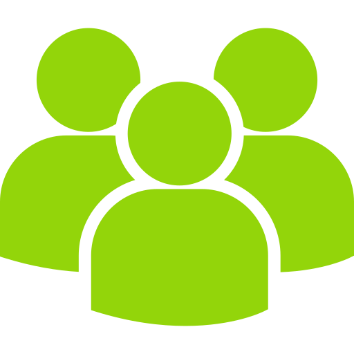 three people green silhouette icon