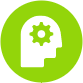 head with cog as brain logo